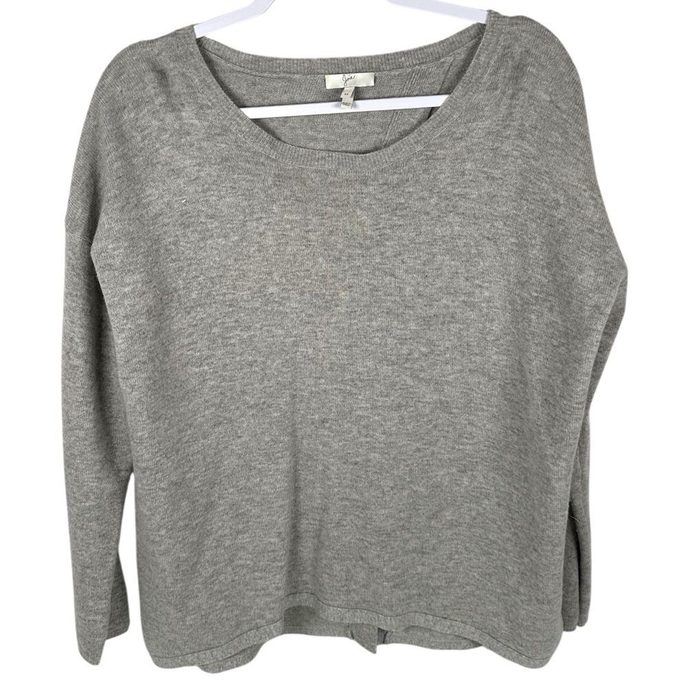 Joie Gray Wool Cashmere Long Sleeve Split Open Back Pullover Sweater Size Medium